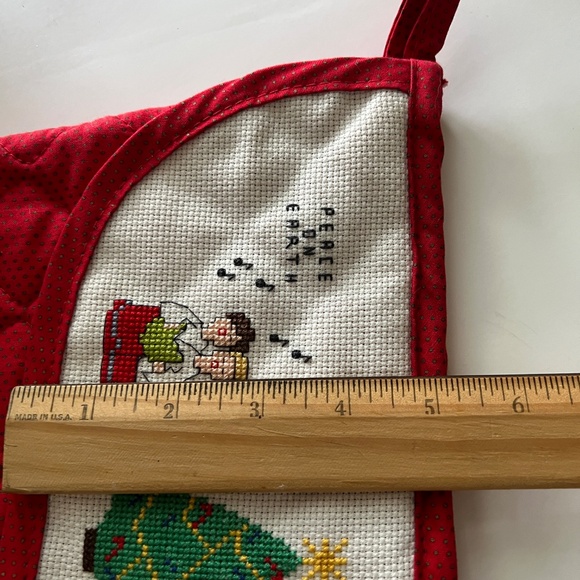 "Peace on Earth"  Christmas Cross Stitch Large Stocking Vintage Christmas - Picture 7 of 7